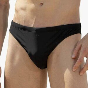 Men's gradient swim briefs. Bikini swimwear. Black. Medium. Easejuicy